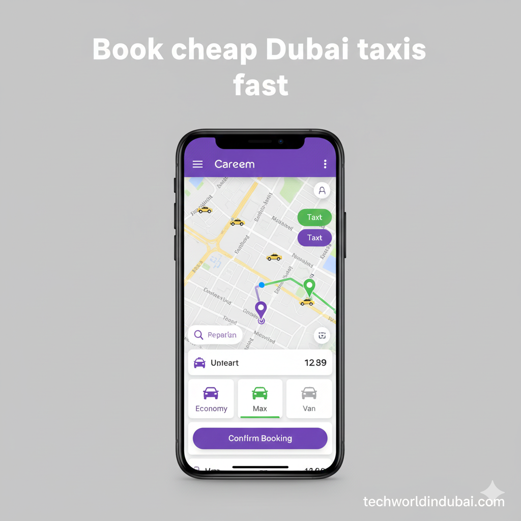 Hala Taxi Dubai app showing affordable ride options for expats