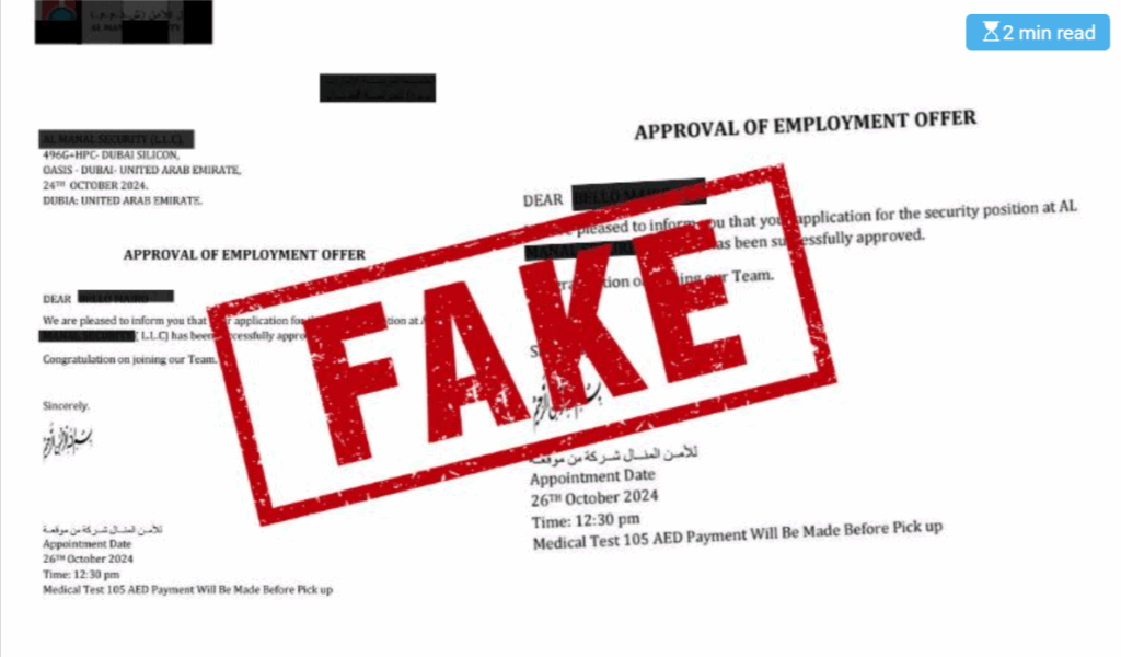 FAKE company hiring in Dubai
