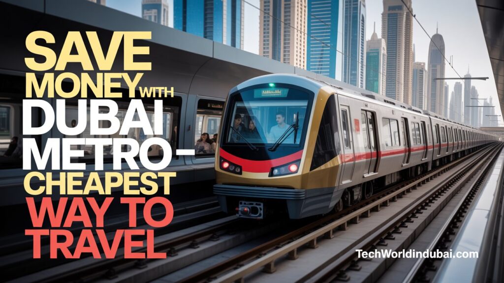 Dubai Metro train showing affordable transport in Dubai for tourists