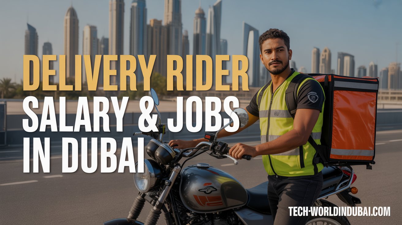 Delivery rider handing a food order to a customer, representing food delivery rider pay Dubai