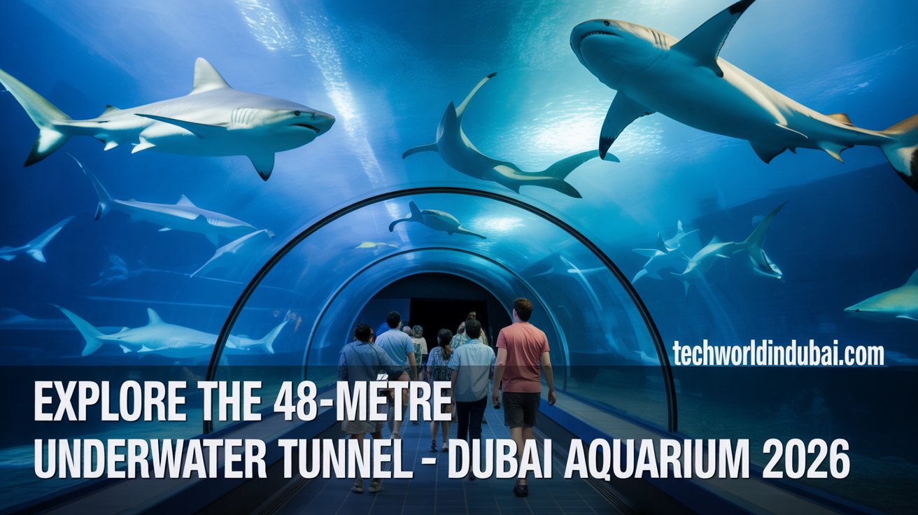 Thrill-seekers enjoying the Dubai Aquarium shark dive experience in Dubai Mall